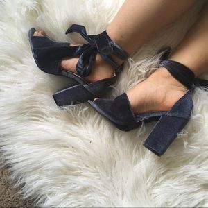 Velvet block heel sandals